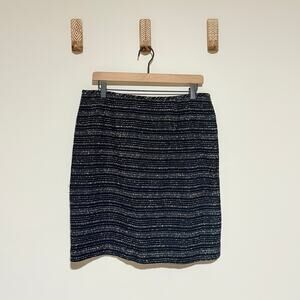 Vintage Le Suit Petite Skirt - Black and White Stripe - 14P